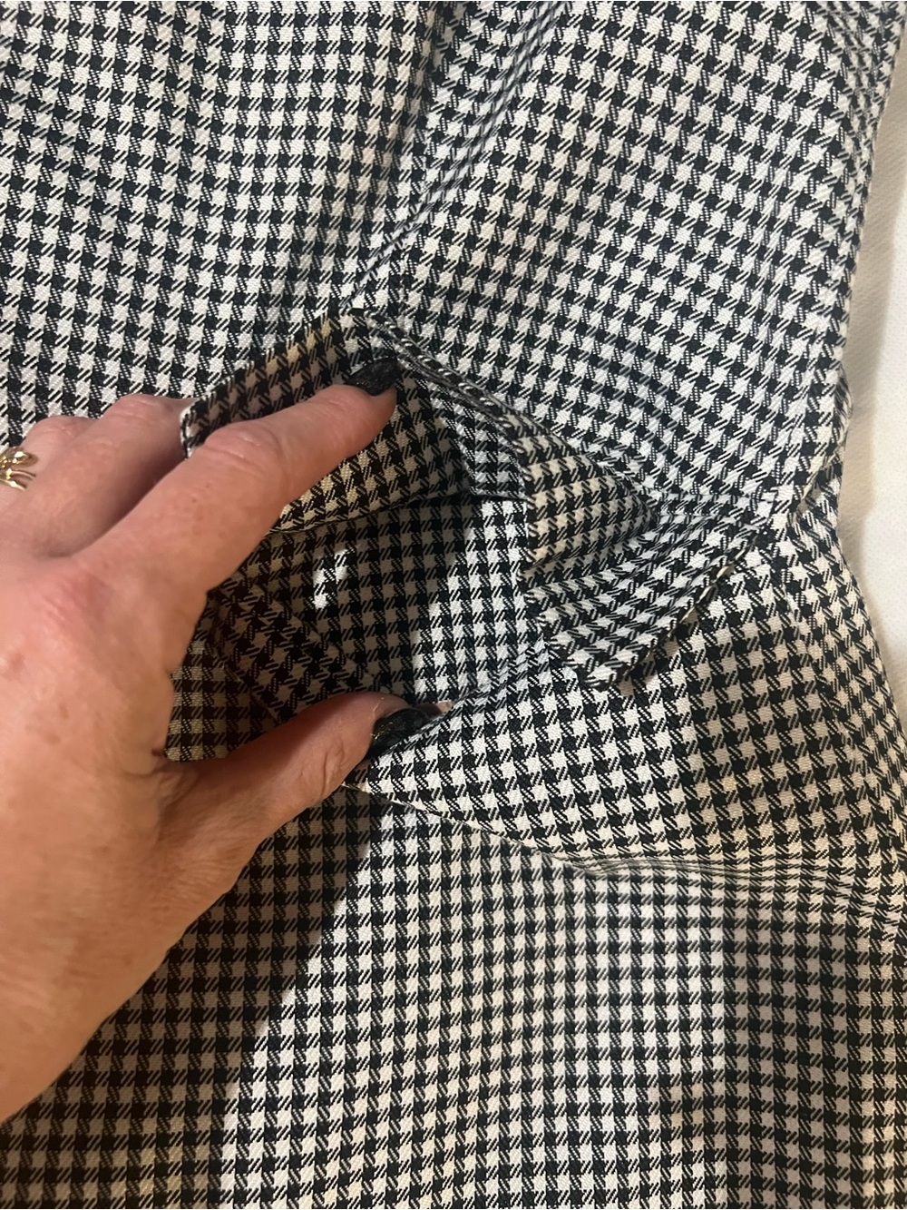 women’s black & white micro houndstooth blazer single-button closure large work - Picture 7 of 12
